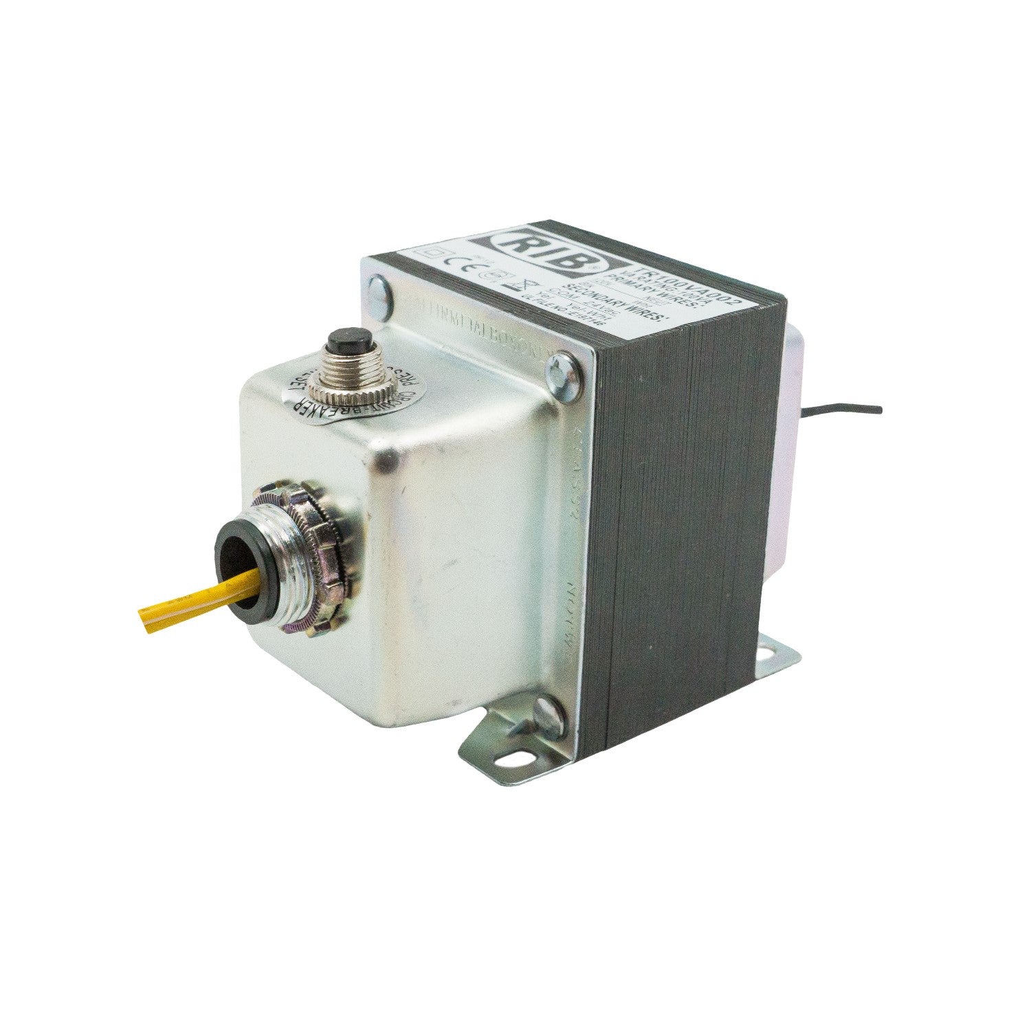 TR100VA002: Transformer 100VA, 120-24V, dual hub, Class2 UL Listed US/Canada, Circ. Bkr.2