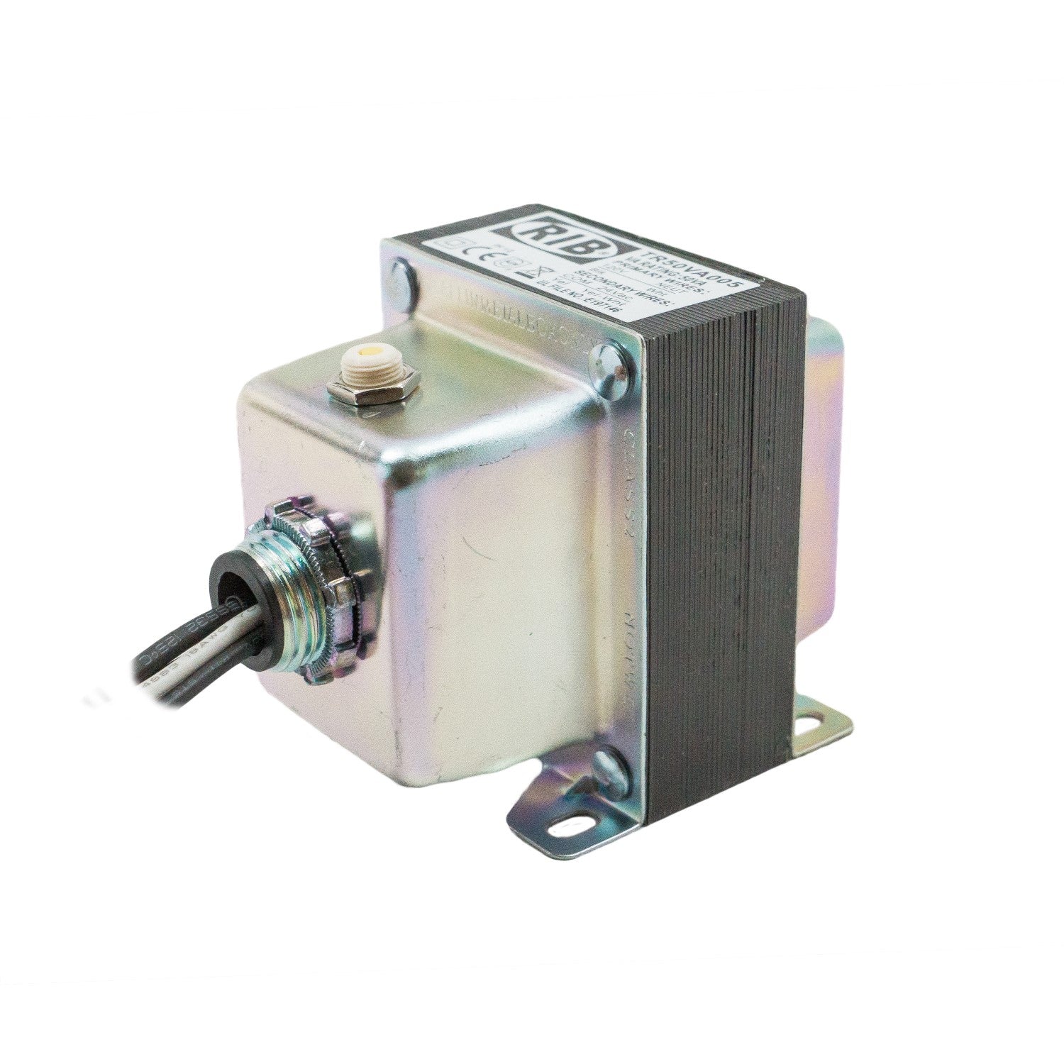 TR50VA005: Transformer 50VA, 120 to 24 Vac, Circuit Breaker, Foot and Single Threaded Hub Mount