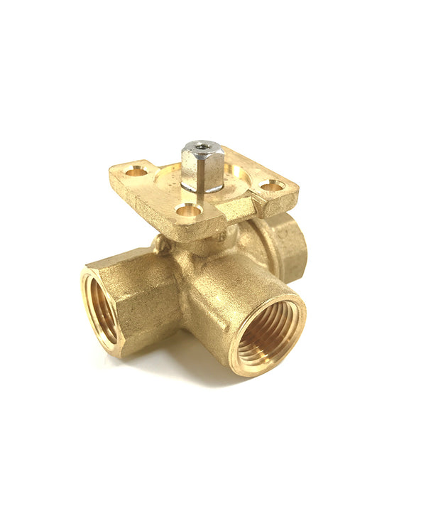 VG1841BG: 3/4" 3W Ball Valve, NPT, 4.7 Cv Equal Percentage Flow Forged Brass Body with Plated Brass Trim