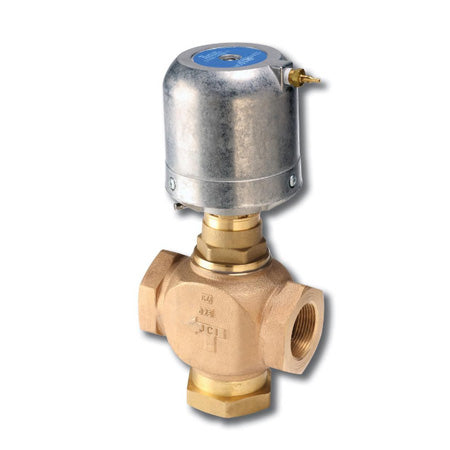 VG7842PT+3008D: Valve,Assembly, 3 Way Mixing, 1 1/4", NPT, 18.5 Cv Linear Flow Cast Bronze Body with Brass Trim with 4-8 PSI Spring Range Spring Return Exposed