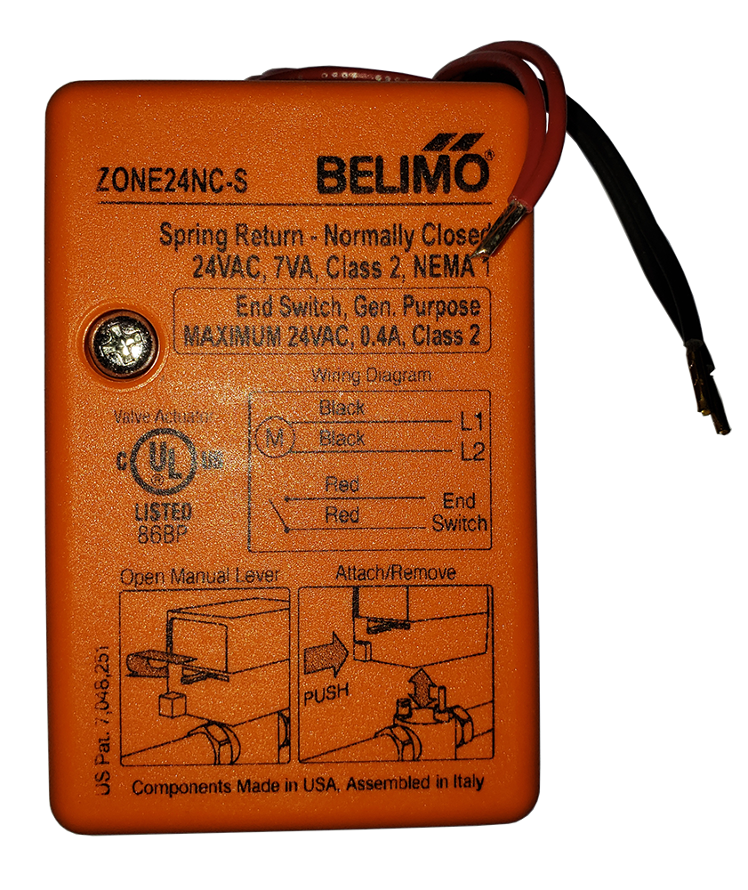 ZONE24NC-S: Valve Actuator,Spring Return,24V,On/Off,SW