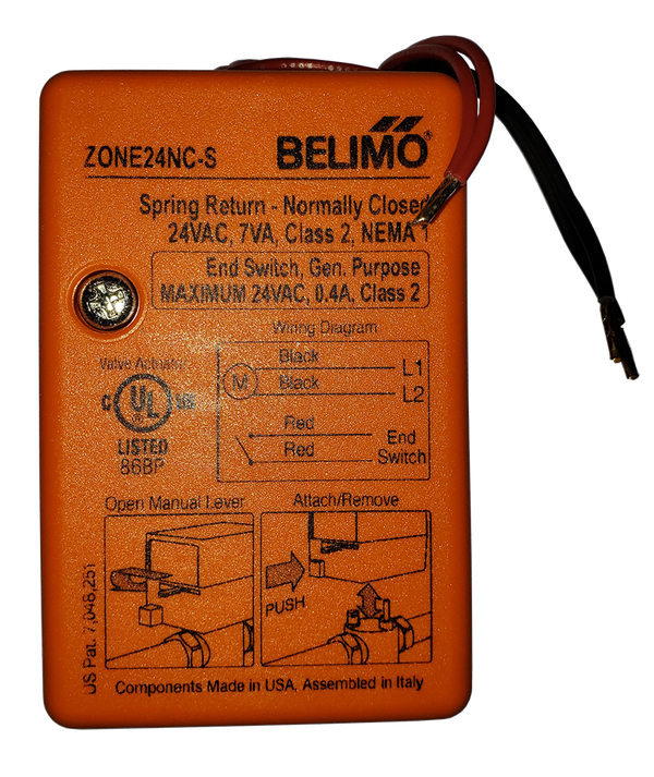 ZONE24NC-S: Valve Actuator,Spring Return,24V,On/Off,SW