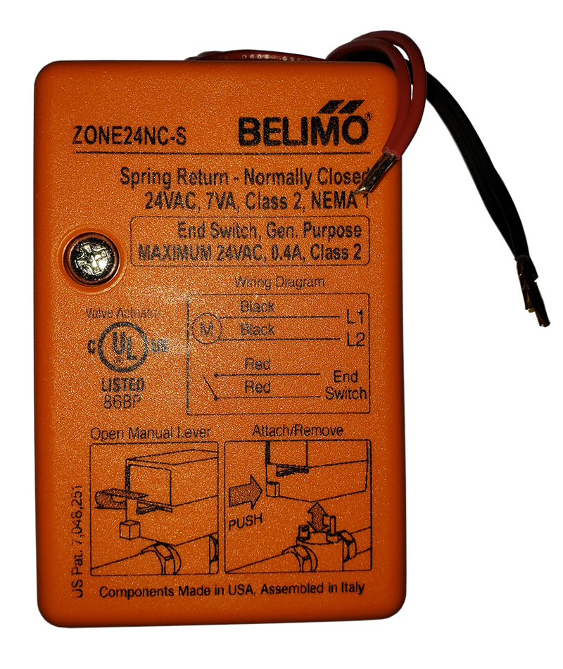 ZONE24NC-S: Valve Actuator,Spring Return,24V,On/Off,SW